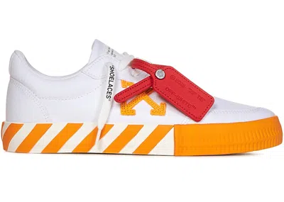 Pre-owned Off-white Men's Off Vulc Low Sneakers In White/orange In Multi