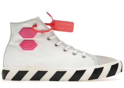 Pre-owned Off-white Men's Off Vulcanized Hi Top Sneakers In White/fuchsia/black