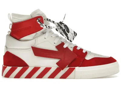 Pre-owned Off-white Men's Off Vulcanized Hi Top Sneakers In White/red