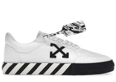 Pre-owned Off-white Men's Off Vulcanized Low Canvas Sneakers In White/black