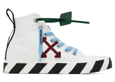 Pre-owned Off-white Men's Off Vulcanized Mid Top Arrow Sneakers In White/burgundy