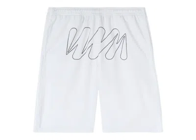 Pre-owned Off-white Men's Off Wave Outl Diagonal Mesh Shorts In White/black In Multi