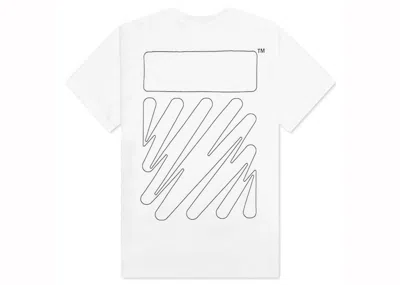 Pre-owned Off-white Men's Off Wave Outline Diag Slim Short Sleeve Tee Shirt In White