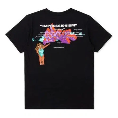 Off-white Men's  1/4 Back Printing Short Sleeve Black T-shirt