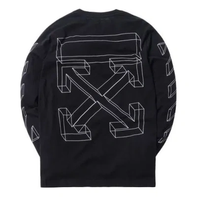 Off-white Men's  3d Printing Hollow Out Arrow Long Sleeves Black T-shirt