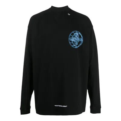 Off-white Men's  Alphabet 3d Pattern Printing Long Sleeves Black T-shirt