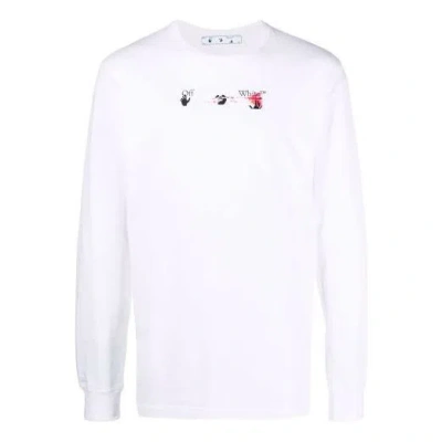 Off-white Men's  Arrow Pattern Printing Long Sleeves Ordinary White T-shirt
