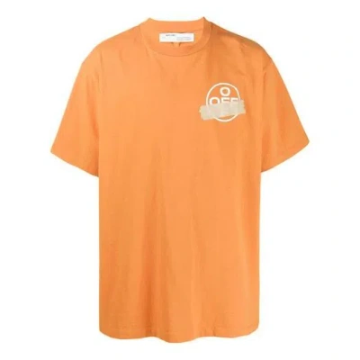 Off-white Men's  Bronzing Arrow Rubber Strap Patch Short Sleeve T-shirt In Orange