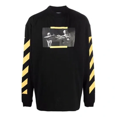 Off-white Men's  Caravaggio Painting Pattern Stripe Long Sleeves Loose Fit Black