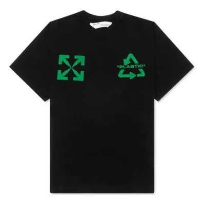 Off-white Men's  C/o Virgil Abloh Embroidered Logo Printing Short Sleeve Loose Version Black T-shirt
