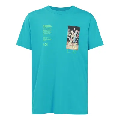 Off-white Men's  C/o Virgil Abloh Skeleton Character Printing Short Sleeve Ordinary Version Blue T-sh