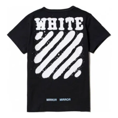 Off-white Men's  C/o Virgil Abloh Tiger Stripes Splash Ink Printing Short Sleeve Black T-shirt