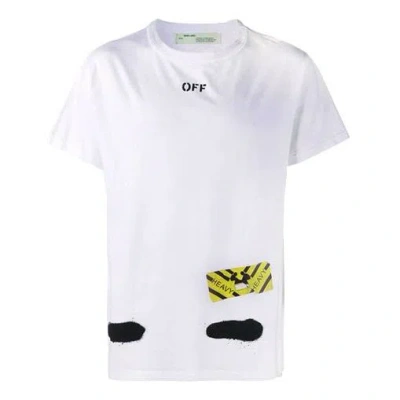 Off-white Men's  C/o Virgil Abloh Tiger Stripes Splash Ink Printing Short Sleeve White T-shirt