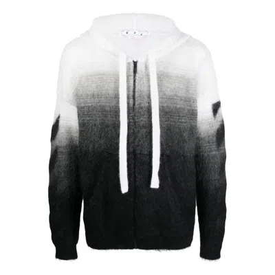 Off-white Men's  Colorblock Drawstring Zipper Knit Jacket Black In Gray