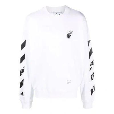 OFF-WHITE MEN'S OFF-WHITE FW21 ARROW LOGO PRINTING PULLOVER ROUND NECK LOOSE FIT WHITE