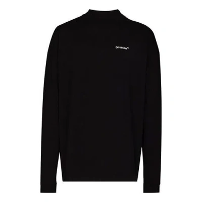 Off-white Men's  Fw21 Logo Alphabet Arrow Round Neck Long Sleeves Loose Fit Black T-shirt