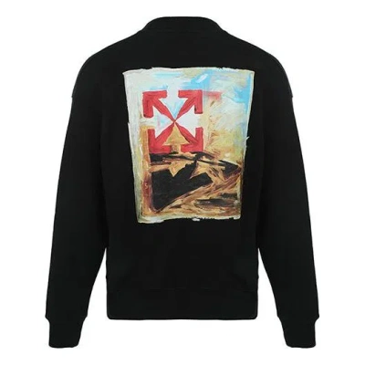 Off-white Men's  Fw21 Logo Arrow Pattern Printing Pullover Loose Fit Black