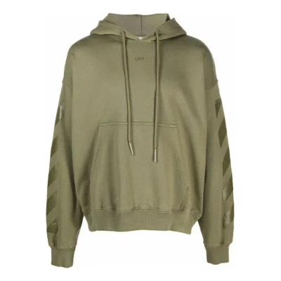 Off-white Men's  Fw21 Pattern Printing Hooded Long Sleeves Loose Fit Green