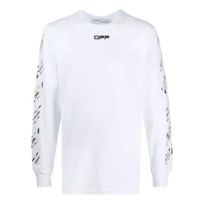 Off-white Men's  Fw21 Rubber Strap Long Sleeves Slim Fit White T-shirt