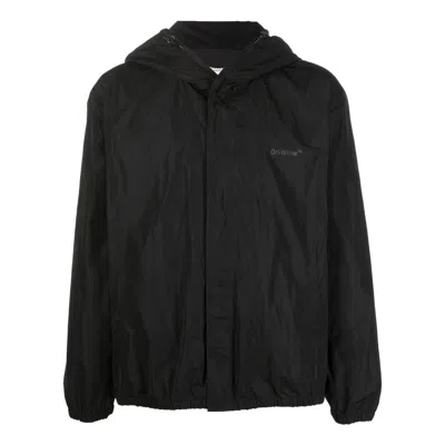 Off-white Men's  Fw22 Back Classic Logo Printing Hooded Jacket Ordinary Version Black