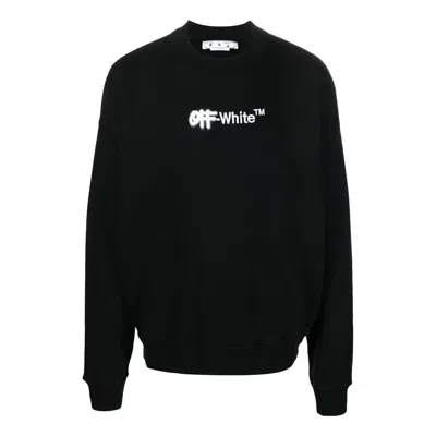 Off-white Men's  Fw22 Logo Embroidered Round Neck Long Sleeves Black