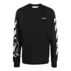 Off-white Men's  Fw22 Logo Printing Round Neck Long Sleeves Black T-shirt In Black