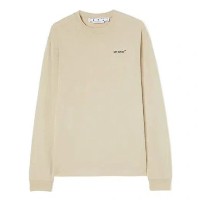 Off-white Men's  Fw22 Logo Printing Round Neck Pullover Long Sleeves Loose Fit Beige T-shirt In Neutral