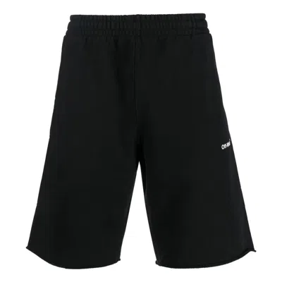 Off-white Men's  Fw22 Solid Color Logo Printing Elastic Waistband Sports Shorts Ordinary Version Blac In Black