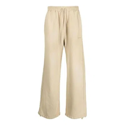 Off-white Men's  Fw22 Stripe Printing Drawstring Straight-leg Casual Pants/trousers Beige In Brown