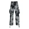 Off-white Men's  Fw22 Tie Dye Pattern Printing 3d Pocket Cargo Casual Pants/trousers Black In Multi