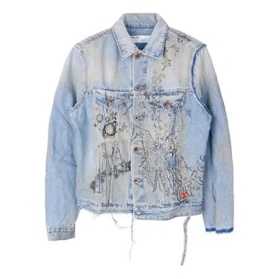Off-white Men's  Graffiti Denim Blue Jacket