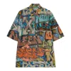 Off-white Men's  Graffiti Printing Logo Pattern Short Sleeve Multicolor Shirt