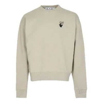 OFF-WHITE MEN'S OFF-WHITE LOGO ARROW PRINTING ROUND NECK LONG SLEEVES KHAKI