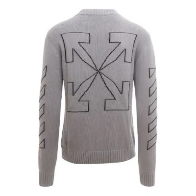 Off-white Men's  Logo Embroidered Wool Sweater Gray