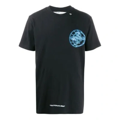 Off-white Men's  Logo Printing Short Sleeve Black T-shirt