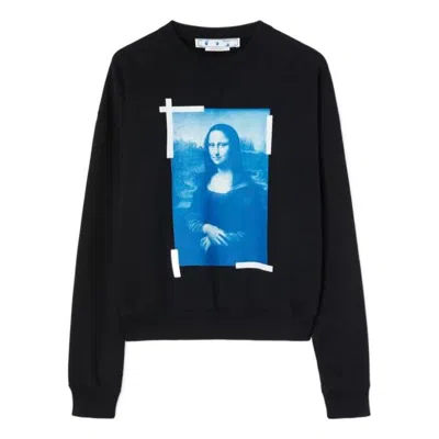 Off-white Men's  Mona Lisa Printing Cotton Round Neck Pullover Black