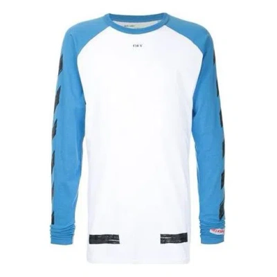 Off-white Men's  Raglan Sleeve Colorblock Paint Arrow Long Sleeves Colorblock T-shirt