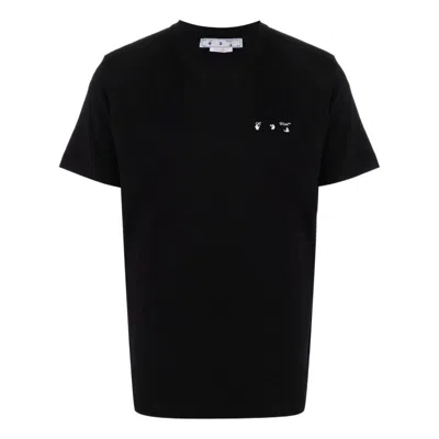 OFF-WHITE MEN'S OFF-WHITE SOLID COLOR CARAVAGGIO ARROW SHORT SLEEVE BLACK T-SHIRT