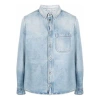 Off-white Logo-print Long-sleeve Denim Shirt In Blue