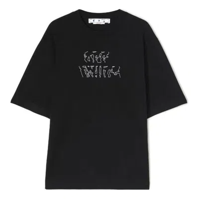 Off-white Men's  Ss22 Arrow Pattern Printing Round Neck Pullover Short Sleeve Loose Fit Black T-shirt