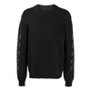 Off-white Men's  Ss22 Arrow Printing Round Neck Pullover Long Sleeves Wool Sweater Black