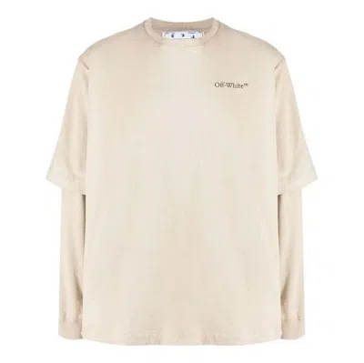 Off-white Men's  Ss22 Back Painting Printing Long Sleeves Loose Fit T-shirt In Neutral