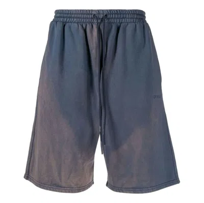Off-white Men's  Ss22 Bleach Drawstring Lacing Straight Shorts Ordinary Version Blue