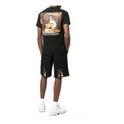 Off-white Men's  Ss22 Caravaggio Alphabet Printing Round Neck Pullover Short Sleeve Ordinary Version  In Black