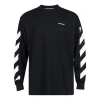 Off-white Men's  Ss22 Diag Alphabet Stripe Pattern Pullover Long Sleeves Loose Fit Black T-shirt In Black