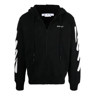 Off-white Men's  Ss22 Diagonal Stripes Printing Zipper Jacket Version Black