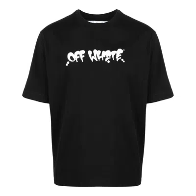 Off-white Men's  Ss22 Logo Alphabet Printing Short Sleeve Black T-shirt