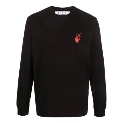 Off-white Men's  Ss22 Logo Arrow Printing Round Neck Pullover Long Sleeves Version Black