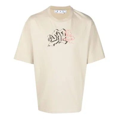 Off-white Men's  Ss22 Logo Pattern Round Neck Short Sleeve Version White T-shirt In Neutral