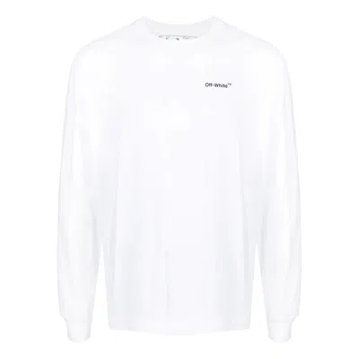 OFF-WHITE MEN'S OFF-WHITE SS22 LOGO PRINTING LONG SLEEVES WHITE T-SHIRT